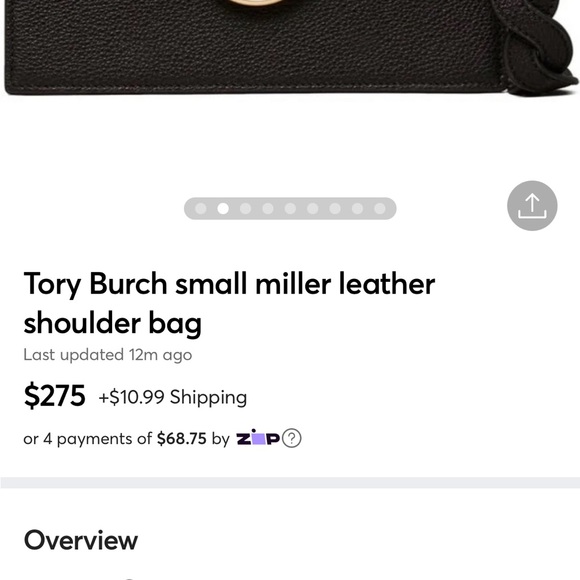 NWOT Tory Burch Small Miller Black/gold leather shoulder bag - Picture 8 of 9